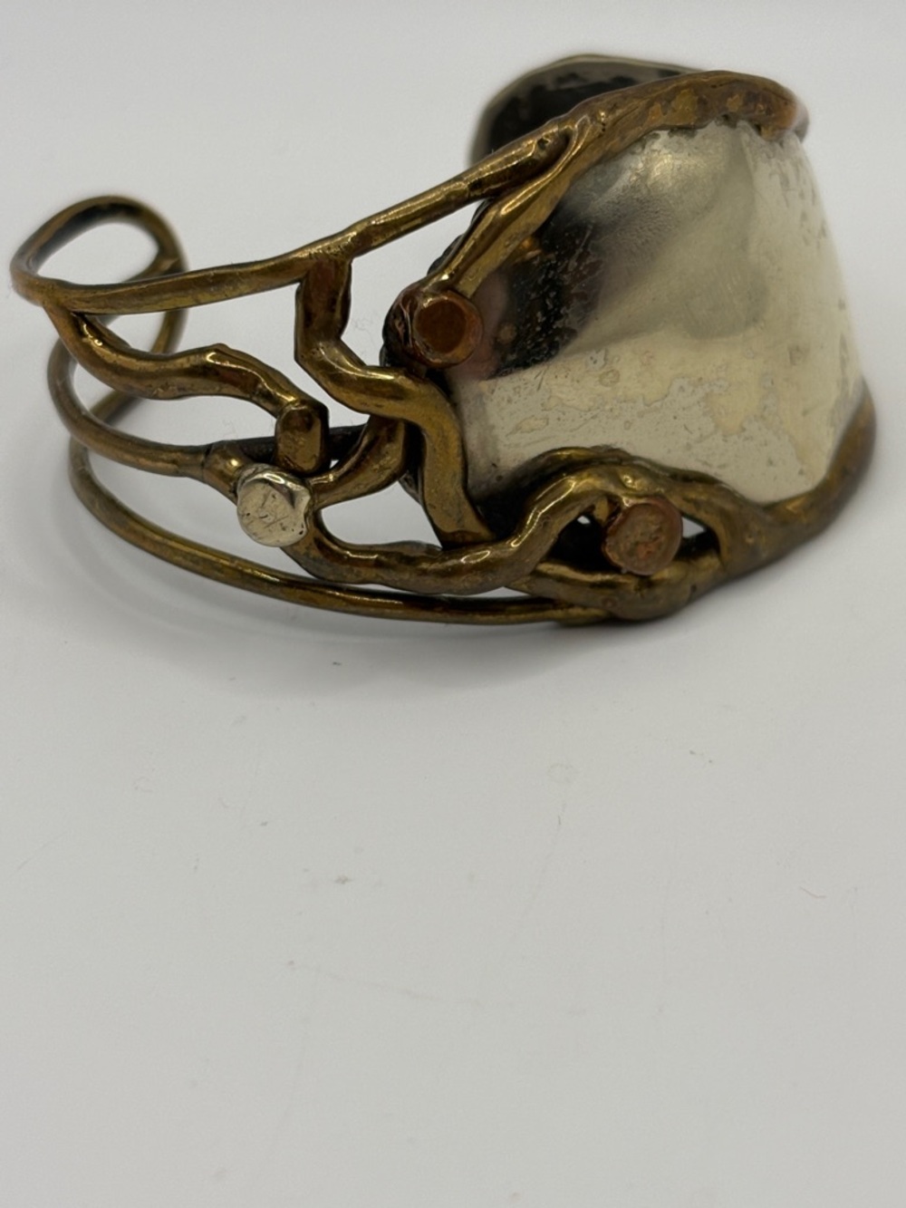 Alamo Artesian Mixed Metal Sculptural Cuff Bracelet Gold and Silver 6-7”